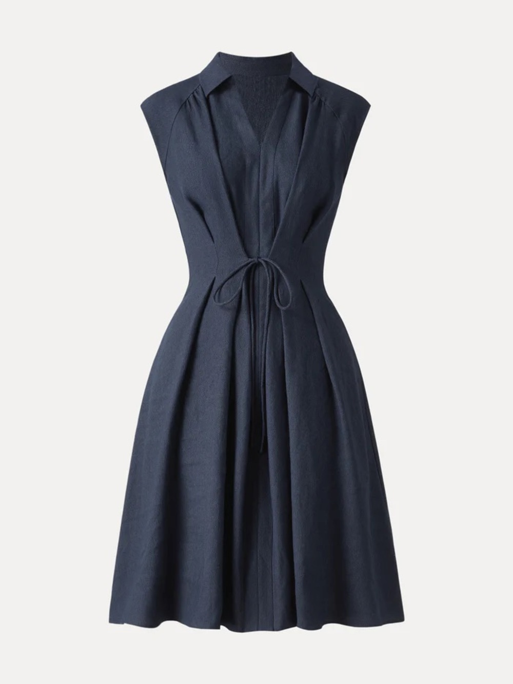 NWT OGL Viscose-Linen Weave
Viscose-Linen Collared V-neck Midi Dress in navy